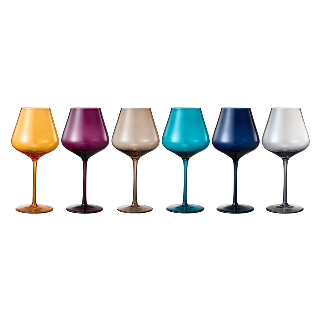 Stagioni Stemmed Wine Glassware, Set of 6, "Autumn"