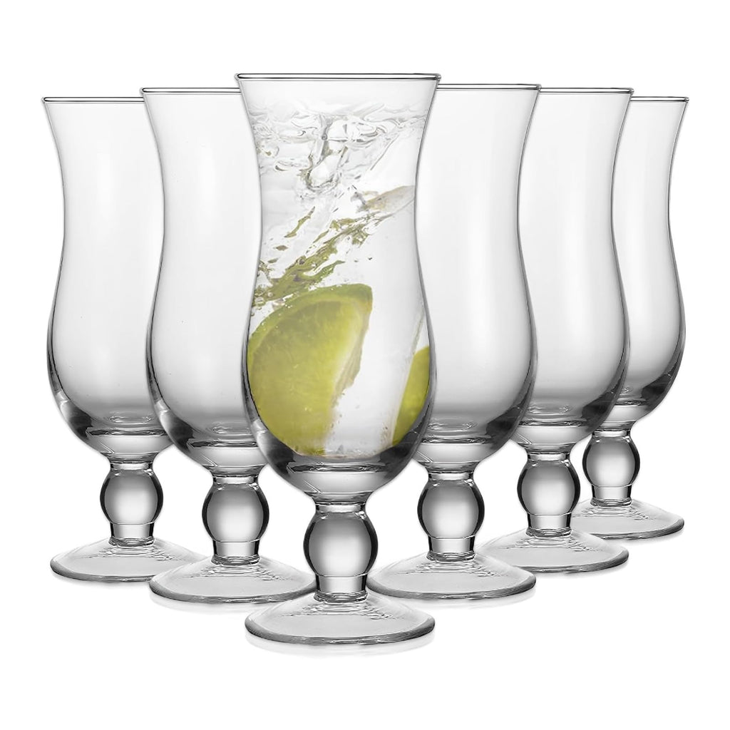 Hurricane Glassware Set of 6, Clear Glass Drinkware
