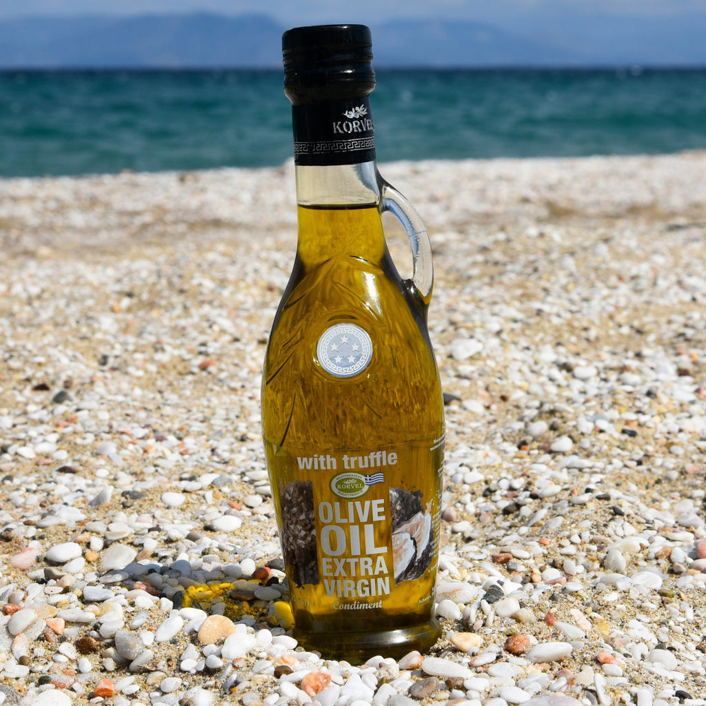 KORVEL Greek Extra Virgin Olive Oil with Truffle - 8.45 fl oz (250ml) - 2 Pack