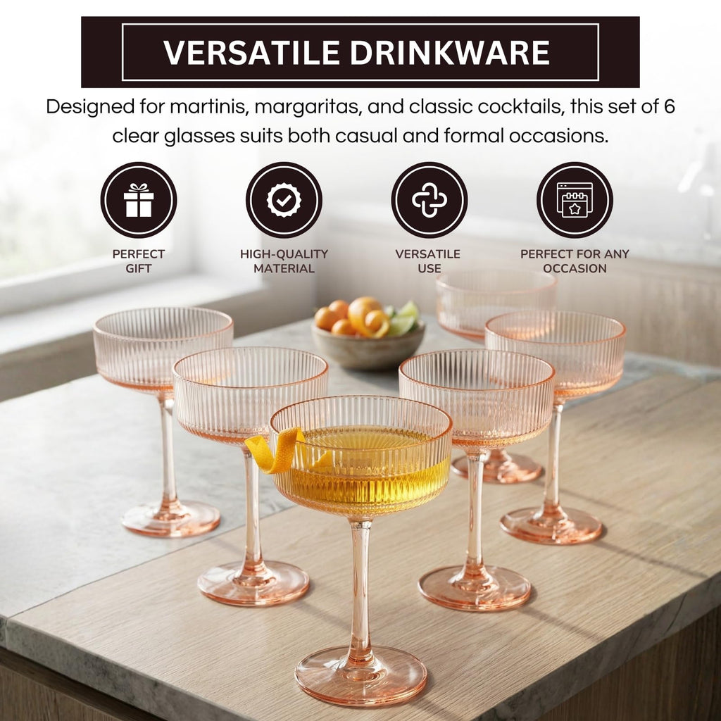 Madrid Acrylic Champagne Coupe Cocktail Glassware, Set of 6