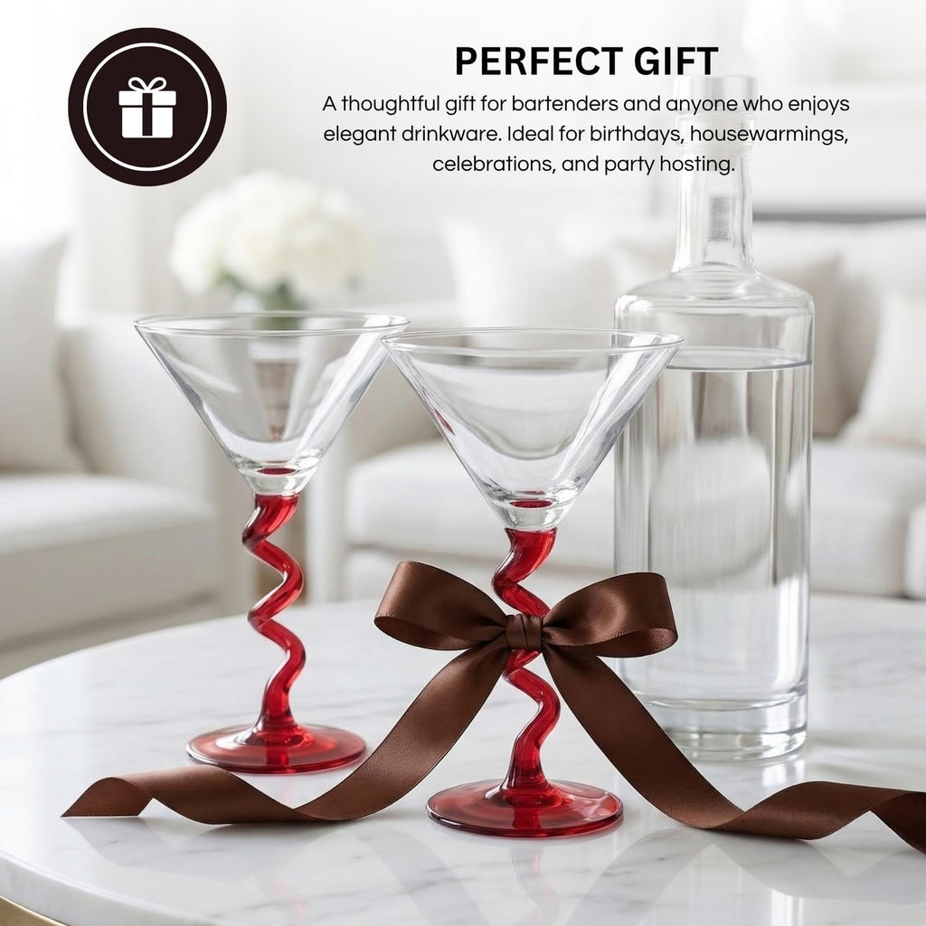 Spiral Stem Martini Glasses