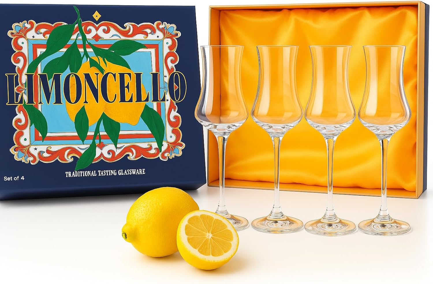 Specialty Limoncello Cocktail Glassware, Set of 4