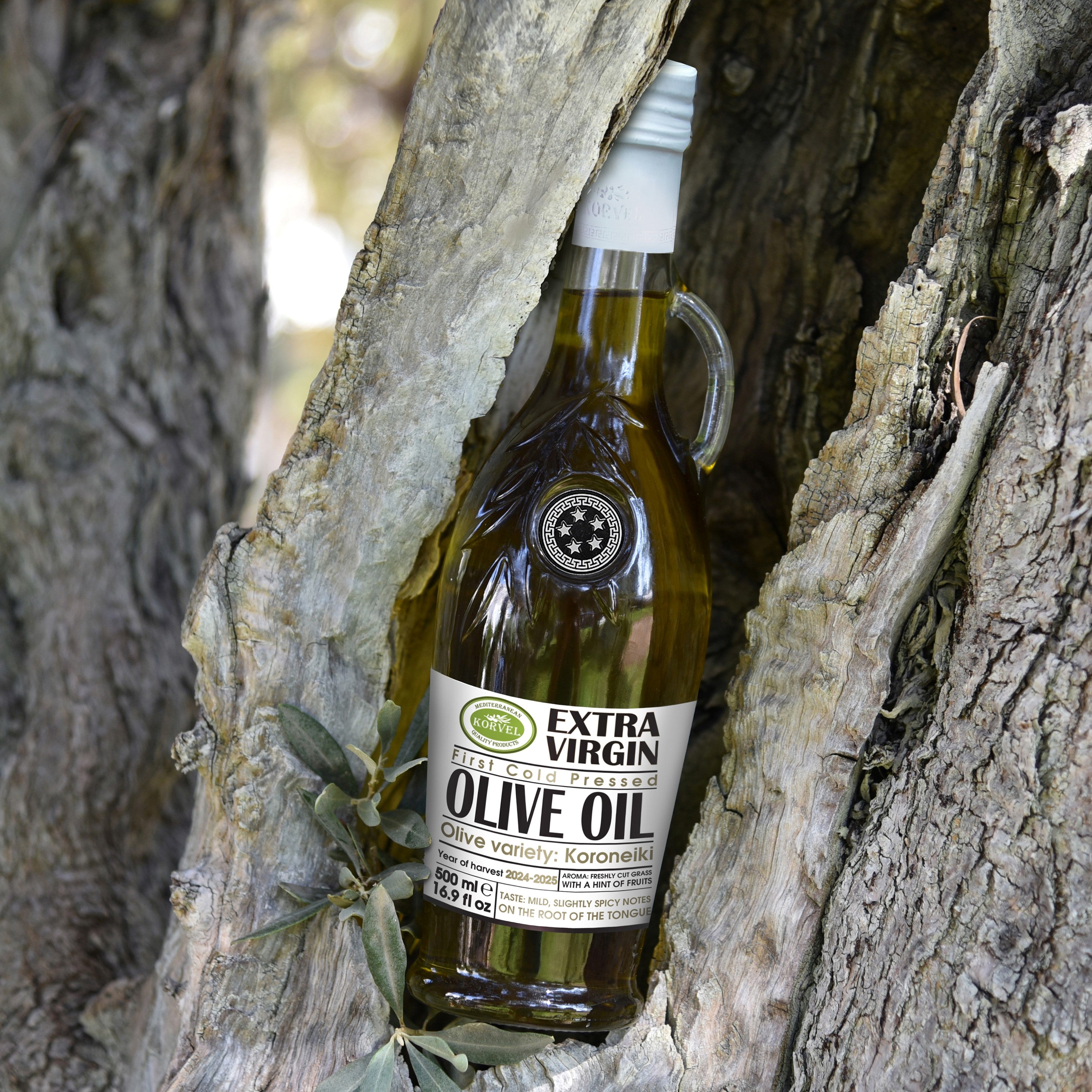 KORVEL Greek Extra Virgin Olive Oil - 16.9 fl oz (500ml) - 2 Pack