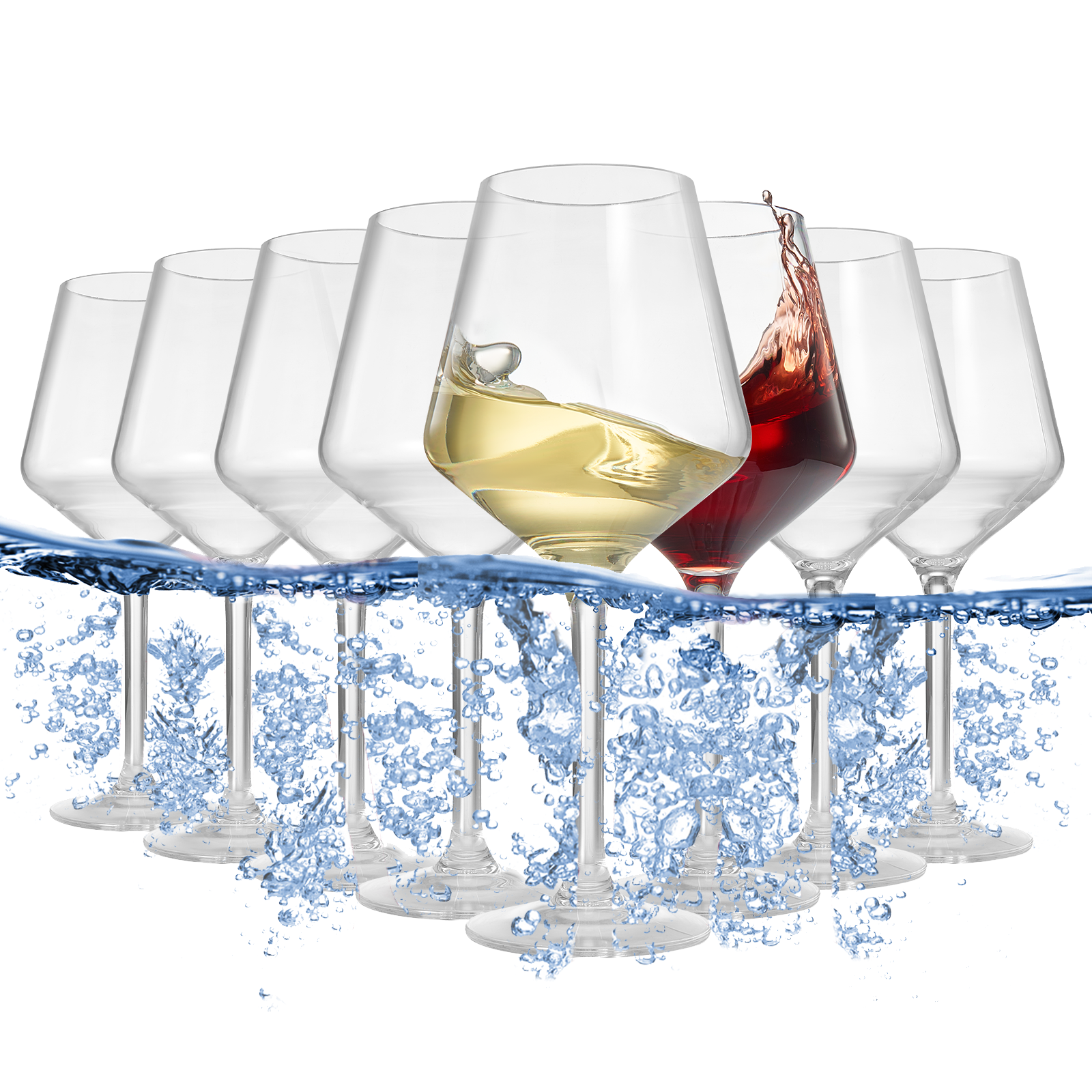 Barcelona Acrylic Stemmed Wine Glassware, Set of 8