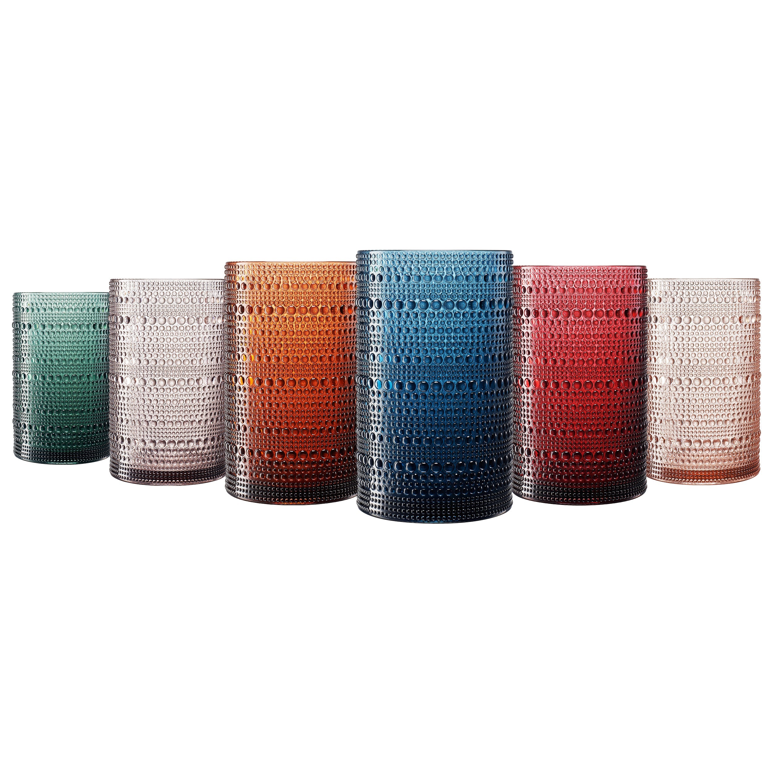 Eze Acrylic Highball Hobnail Glassware, Set of 6