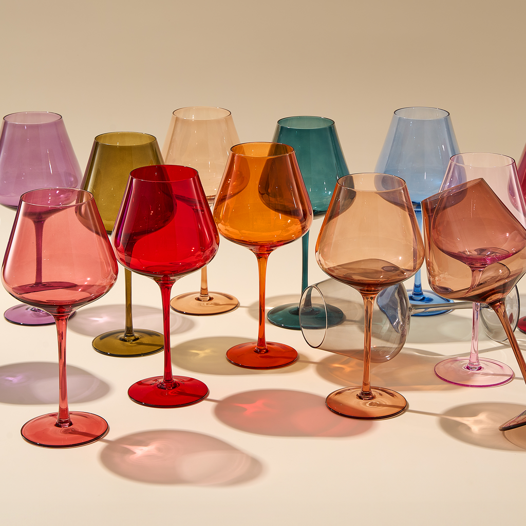 Stagioni Stemmed Wine Glassware, Set of 6, "Autumn"