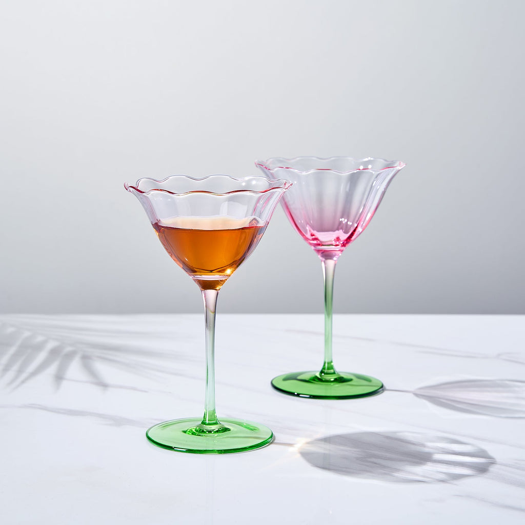 Fiore Champagne Coupe Cocktail Glassware, Set of 2