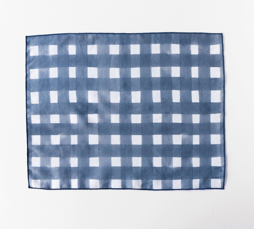 Blue Cross-Hatch Linen Placemat | 15x18 | Goldie Home