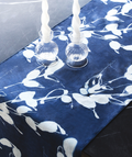 Porto Print Indigo Linen Table Runner | 16x90 | Goldie Home