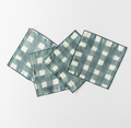 Blue Cross-Hatch Linen Cocktail Napkins | Set of 4 | Goldie Home